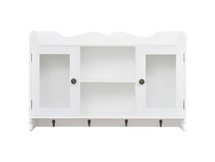 Étagère DVD/CD - Blanc - Vitrine murale avec étagère de Livre / DVD / Verre en MDF Blanc - étagère de cuisine LH941786