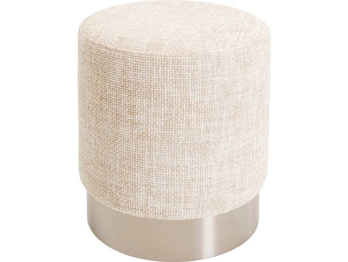 Kare-Design Hocker, Silber, Beige, Metall, rund, 39x47x39 cm, Stoffauswahl, Wohnzimmer, Hocker, Sitzhocker