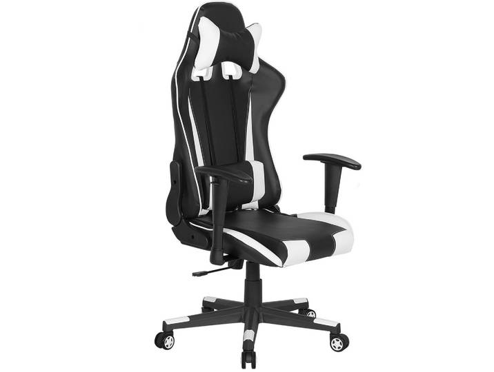 BÜROSTUHL Kunstleder Schwarz/Weiß Gamer