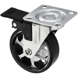 SO-TECH Möbelrolle RAPID 129888, mit Anschraubplatte, 75mm Ø, Tragkraft 35 kg, Lenkrolle aus Polyurethan mit Bremse