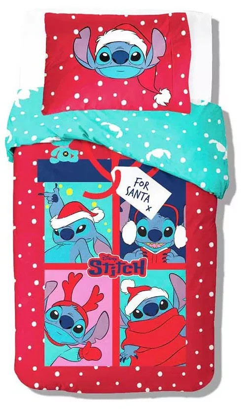 Lilo en Stitch dekbedovertrek Santa katoen 140 x 200 cm
