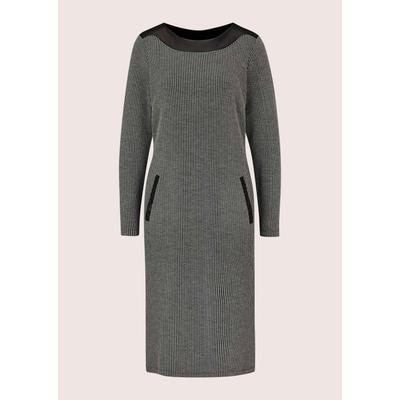 Midikleid MADELEINE "Kleid Etuikleid mit Leder-Optik-Besatz", Damen, Gr. 40, schwarz, graphit, Modern, comfort fit, Rundhals, Kleider Midikleid