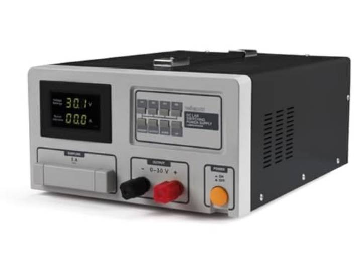 Velleman Lab-voeding, switching, regelbaar, 0-30VDC/0-60A, stroombegrenzing, kortsluitbeveiliging, LCD-display, grijs