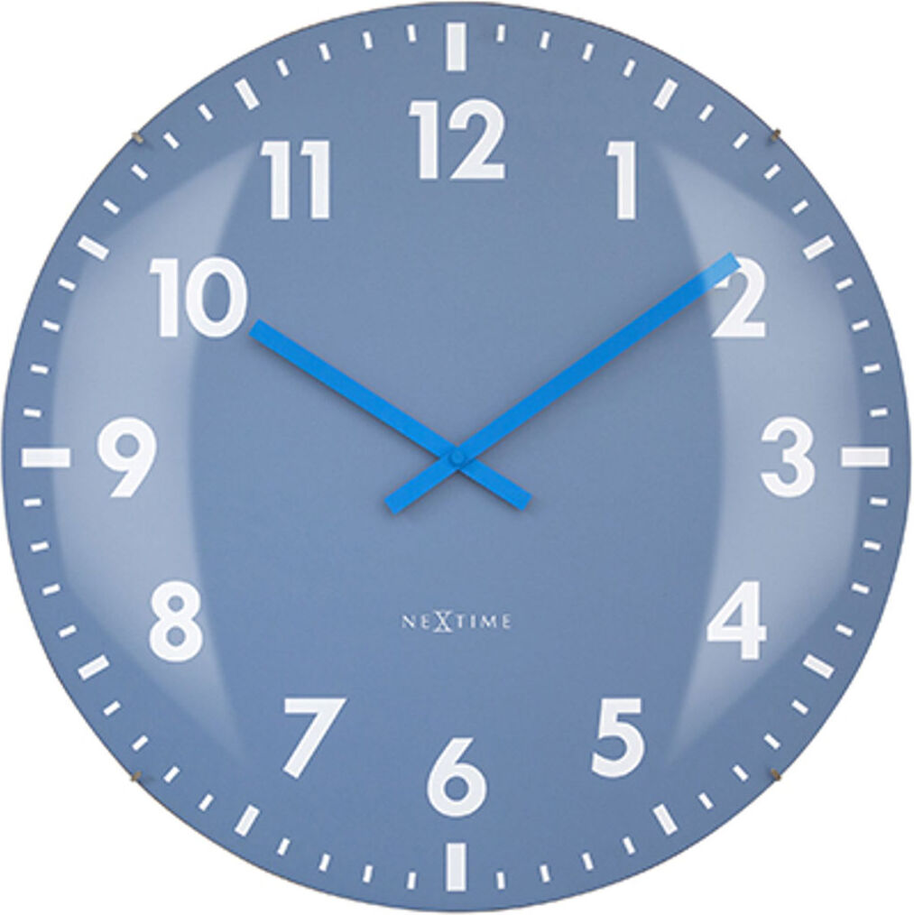Nextime Duomo 50 Domed Glass Wall Clock Black Blue 50cm W X 50cm H X 4.5cm D