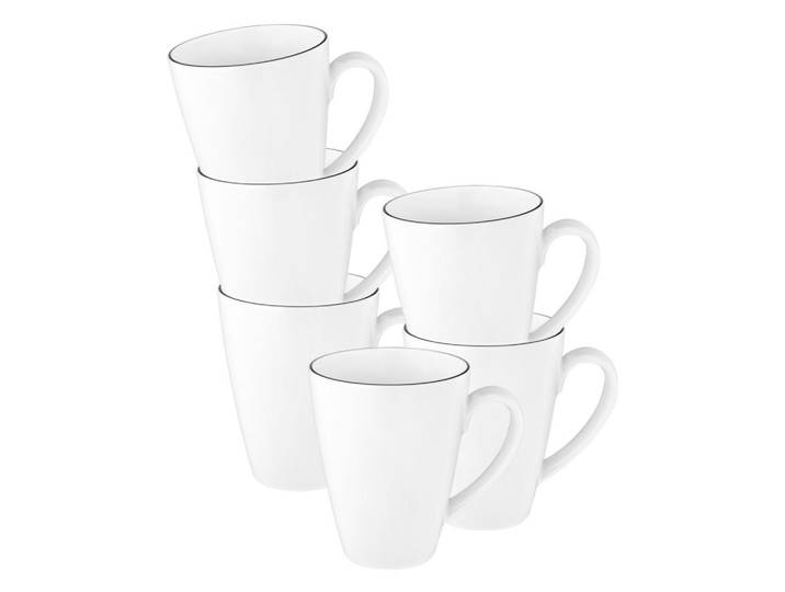 Seltmann Weiden Kaffeebecher Tambel Lido Black Line weiß 350 ml 6er Set, Weiß, Keramik, Rund, Geschirr, Tassen, Kaffeebecher