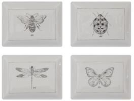Storied Home "Rectangle Ceramic Dishes with Insect Images - 4.0""L x 2.9""W x 0.6""H"