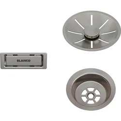 Blanco, Zubehör Sanitärinstallation, Ablauf- und Überlaufset für Einzelbecken satin platinum