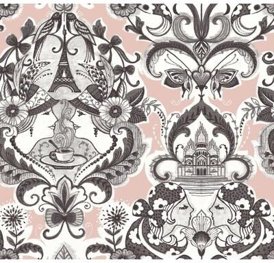 A-Street Prints Sadie Blush Parisian Damask Wallpaper