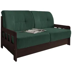 Schlafsofa Camino Holzkorpus Nussbaum/Dunkelgrün