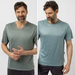 MEN'S TOUCH Shirt, 1/2-Arm Mikrofaser Seitenschlitzen 1x uni, 1x bedruckt