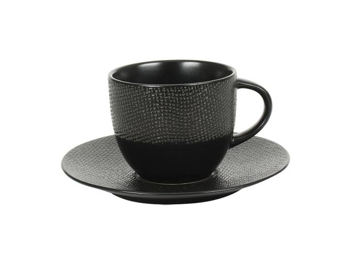 Lot de 6 tasses à thé avec sous-tasses noires 22 cl
