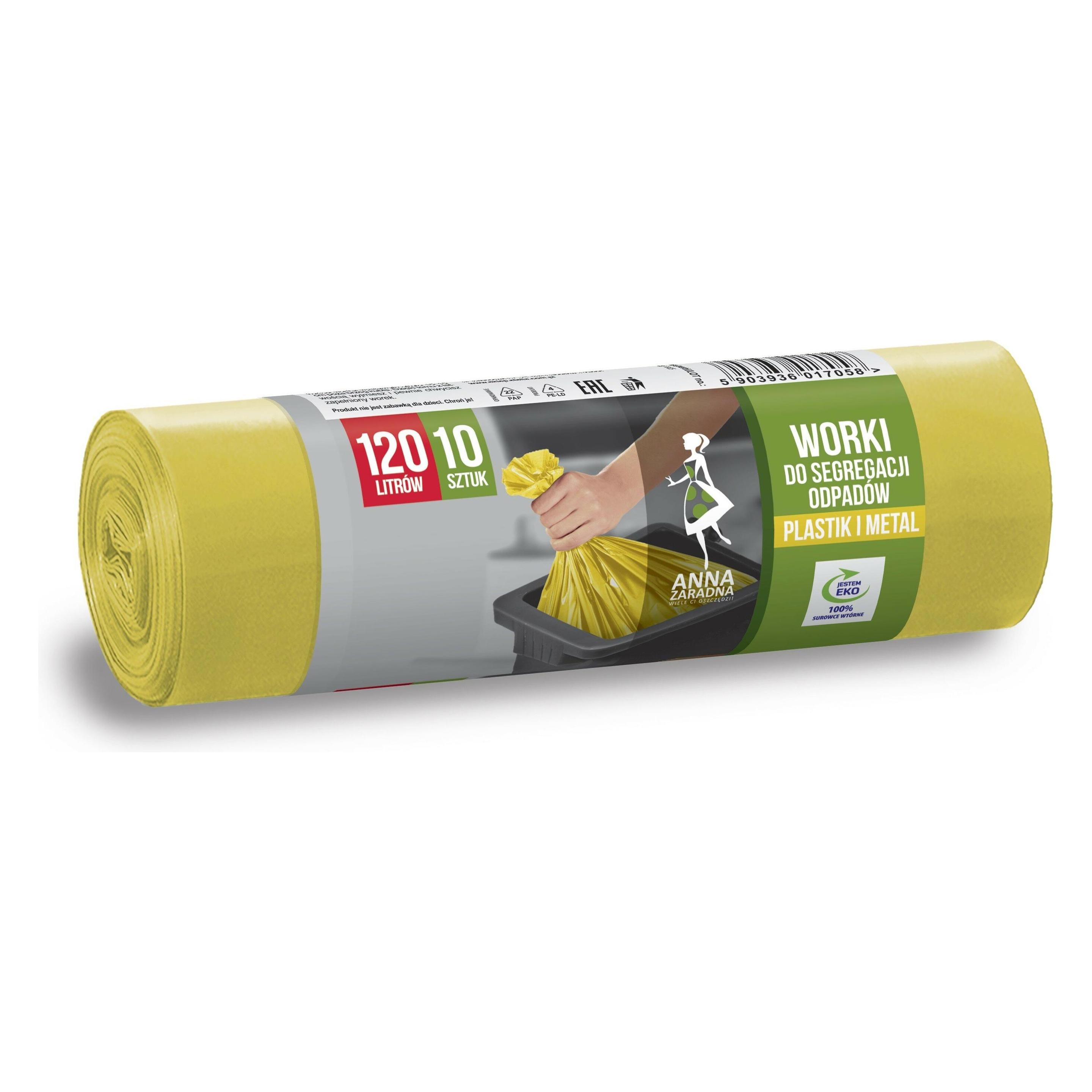 Anna Zaradna Mülltrennungsbeutel PLASTIC AND METAL 120L 1op.-10pcs. gelb (10x, 120 l) (35485305)