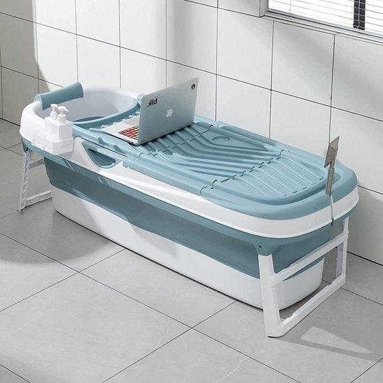 Opvouwbare Badewannen-Korb für Erwachsene - ideal für kleine Badezimmer - Seifen-Korb Nacken-Kissen - praktisch und tragbar - blauer Badekorb
