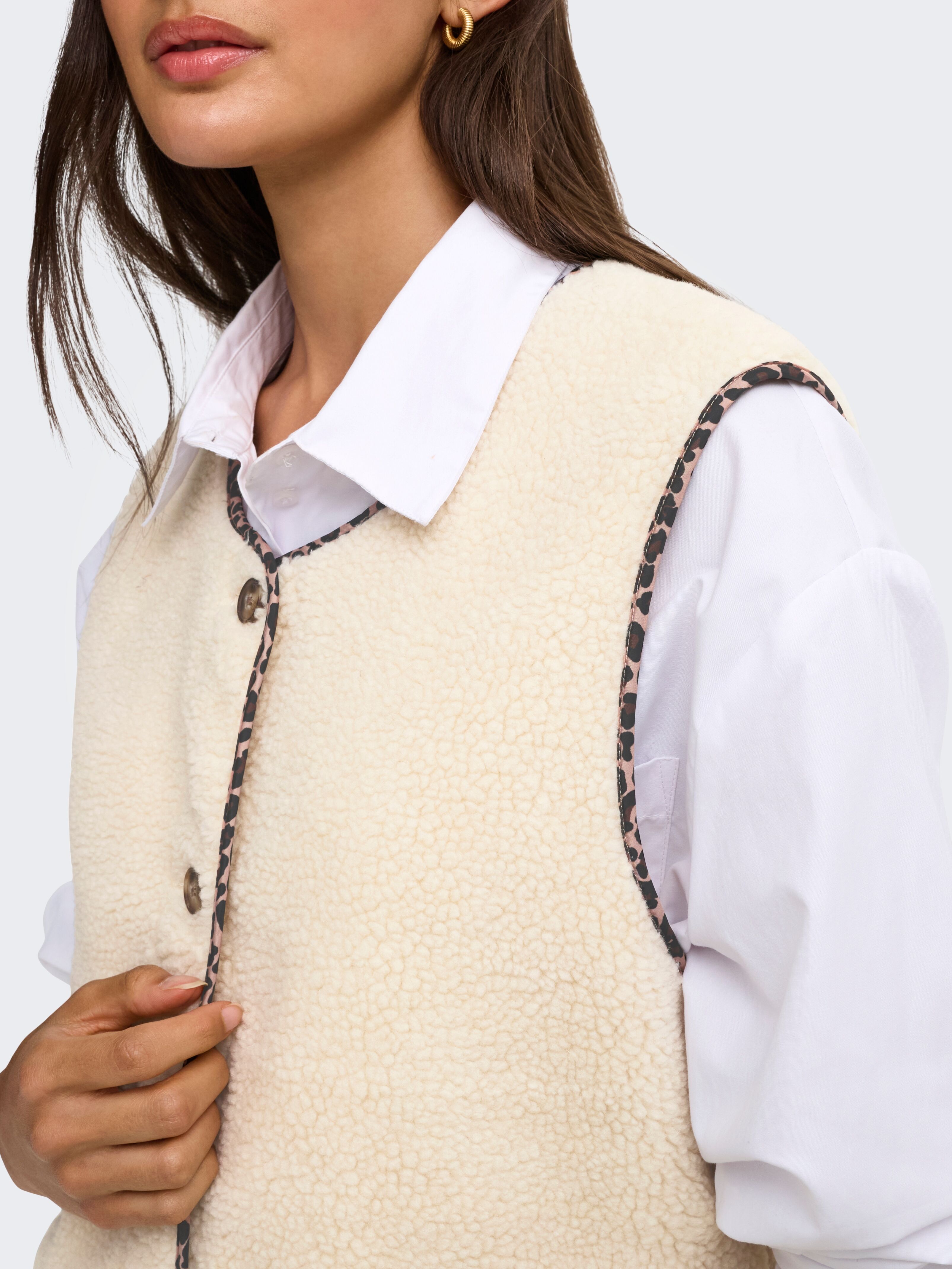 ONLY "ONLBABY LIFE TEDDY VEST PNT CS" Kunstfaser birch detail:leo binding XS