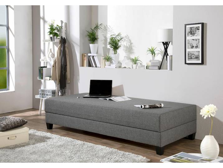 Gästebett MAINTAL, grau (anthrazit, schwarz), Struktur Holzwerkstoff, Liegefläche B/L: 90cm x 200cm, Bonnell-Federkernmatratze, Faltbetten, Gästebett, mit Bettkasten