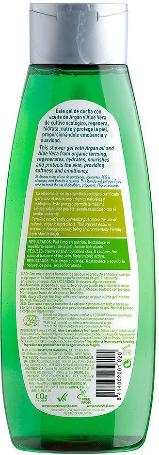 Naturvital Ecocert Bio Gel Douche régénérant argan & aloe vera 500 ml