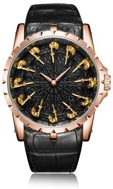 PRiME Medieval Style Men Waterproof Quartz Watch, Twelve Knight Design, Classic Gift For Him, Luxury Retro Timepiece rose Gold Black