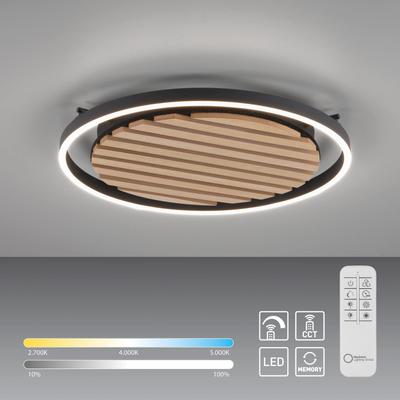 OTTO HOME Deckenleuchte "Brockett - Akustikpaneele", braun (holz, natur), 1, Ø 50cm H: 5,5cm, Leuchten, Akustikpaneel, CCT, Deckenlampe, Akustik, Holz, Paneele, Fernbedienung, Deckenleuchte