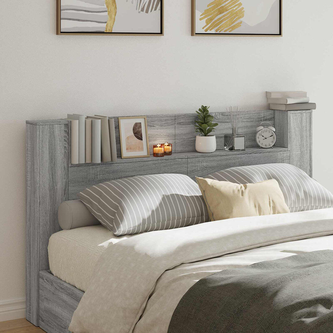 Alpen Home Bookcase Headboard Grey Sonoma Super King (6')