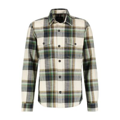 Outdoorhemd LERROS "Karierte Hemdjacke", Herren, Gr. 5XL, extraweit, weiß (fog weiß), 100% Baumwolle, Hemden