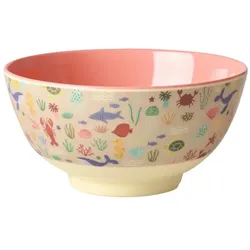 RICE Mittelgroße Kinderschüssel Ocean Print, Koralle, 700 ml Ø 15 cm, Höhe 7 cm