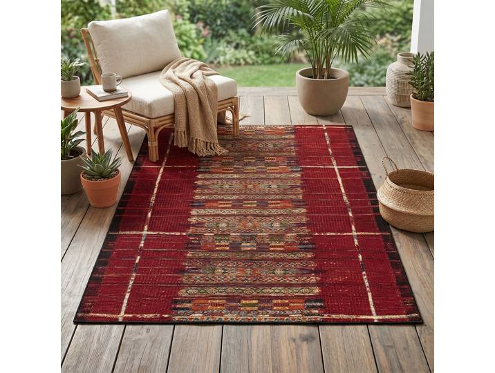 Gino Falcone Outdoor-Africa 38 rechteckig 5 mm Höhe Flachgewebe, Ethno Style, In- und Outdoor geeignet
