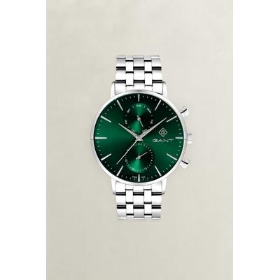 Quarzuhr GANT "Park Hill Day", silberfarben, grün, grün, Armbanduhren, Herren, silberfarben, Quarzuhr, Armbanduhr, Herrenuhr, Edelstahlarmband, analog, Tag, Wochentag