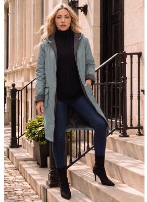 Plus Size Women's Plus Size Hooded Nylon Jacket by Roaman's in Gunmetal (Size 4X) Rain Water Repellent