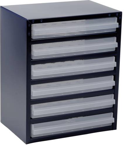 Kleinteilemagazin B357xT255xH435mm galvanisiertes Stahlbl.6 Schubl.