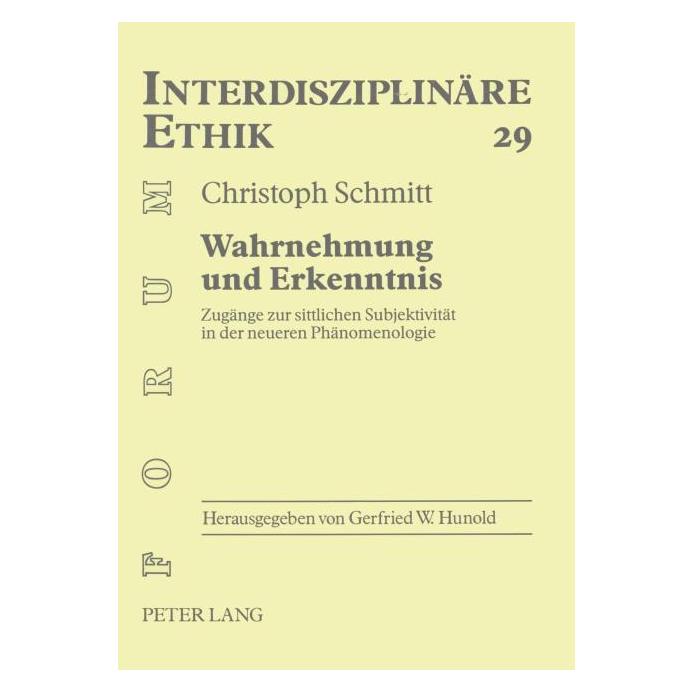 Peter Lang Schmitt:Wahrnehmung und Erkenntnis (Deutsch, Softcover, Christoph Schmitt) (64884394)