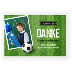 Einschulung Dankeskarten im Design "Fußball" - Musterkarte