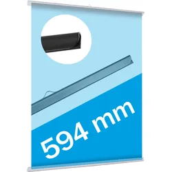 Posterklemmschiene (1 Paar), 1 Aufhänger, Kunststoff, transparent, 594 mm, DIN A1 Hochformat, DIN A2 Querformat