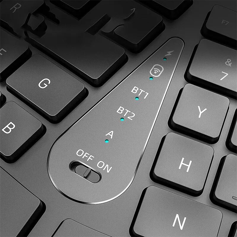 INF Clavier Ergonomique Bluetooth 2.4G Sans Fil Rechargeable - Touches Silencieuses avec Repose-Poignet