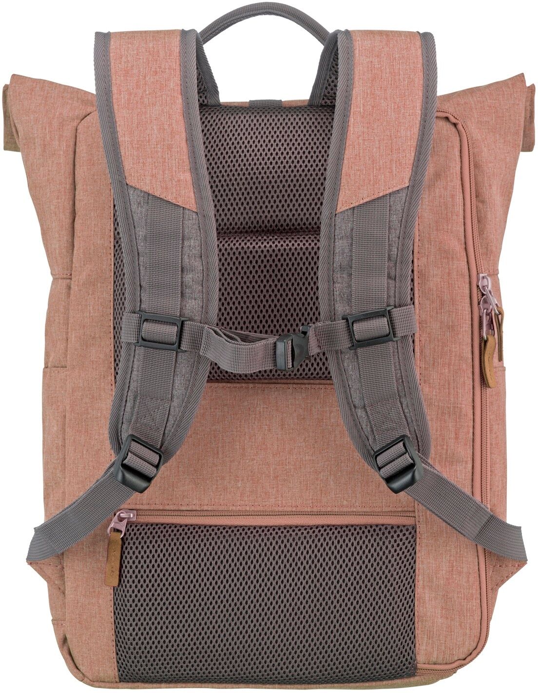 Freizeitrucksack TRAVELITE "BASICS Rollup Rucksack", Damen, Gr. B/H/T: 37cm x 60cm x 16cm, rosa (rosa, grau), Polyester, Rucksäcke Freizeitrucksack, mit variablem Rollup-Verschluss rosa, grau B/H/T: 37cm x 60cm x 16cm