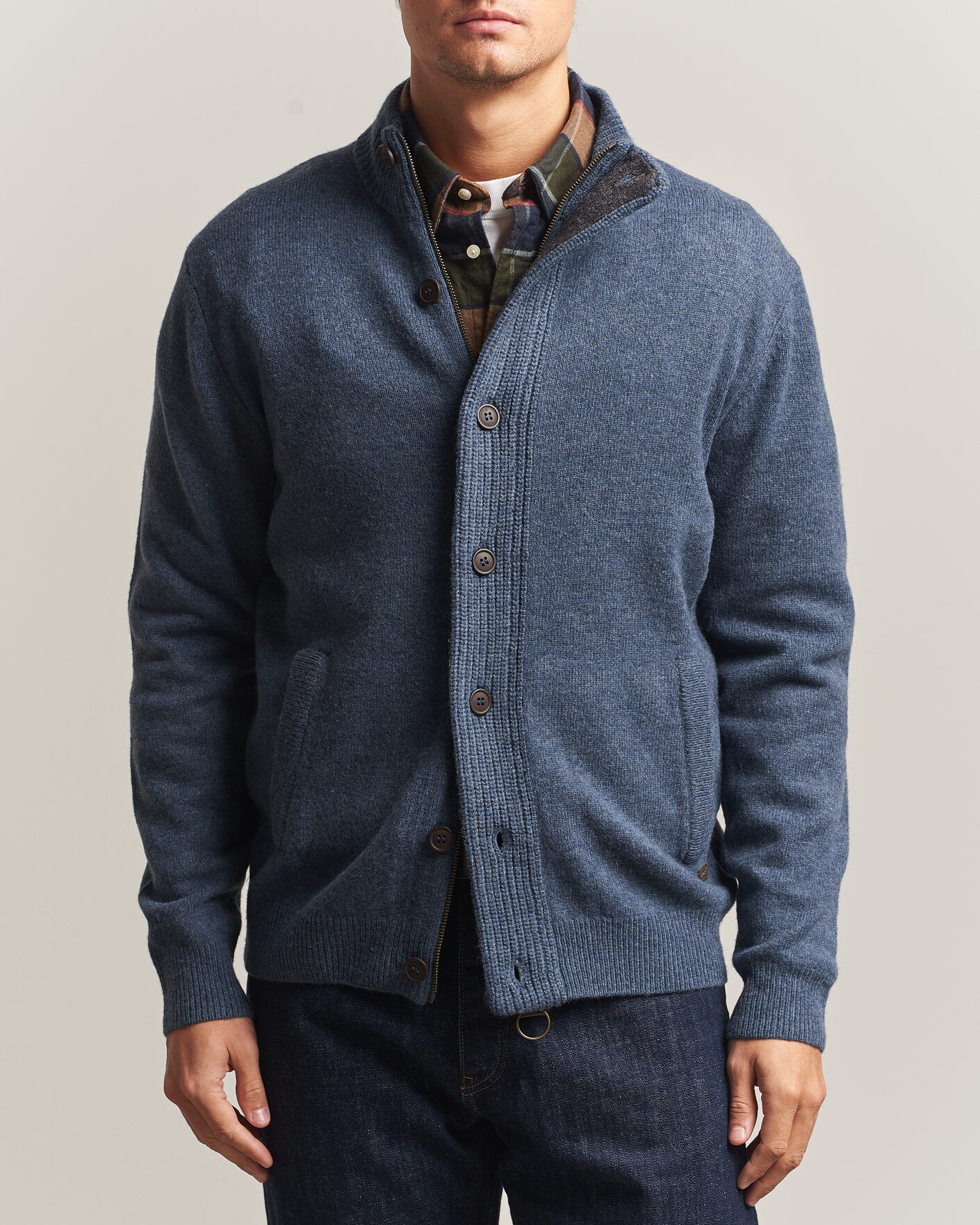 Barbour Lifestyle Essential Patch Zip Through Cardigan Dark Indigo men L Blå