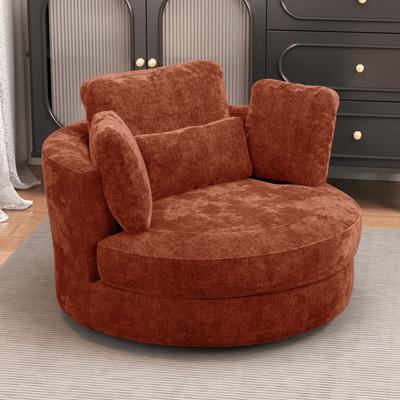 unbranded "50""W Accent Barrel Chair,360° Swivel Club Chair with Metal Base And Pillows"