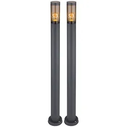 2x LED Außenleuchte Stehleuchte Gartenleuchte IP44 Anthrazit Edelstahl H 110 cm