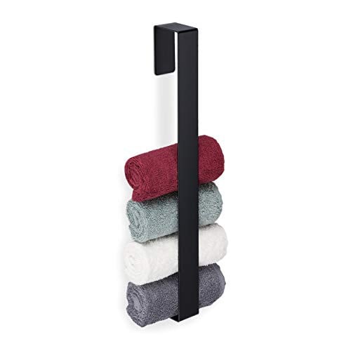 Relaxdays Handdoekrek Zelfklevend, RVS, Zwart, B/D/H: 45 x 4 x 6 cm