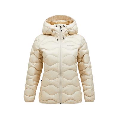 Steppjacke PEAK PERFORMANCE "W Helium Down Hood Jacket", Damen, Gr. XL, beige (sand, kombi), Oberstoff: 100% Polyamid. Füllung: 90% Entendaunen, 10% Federn. Futter: 100% Polyamid. Kragen: 100% Polyamid. Accessoire: 100% Polyamid., normal normal,...