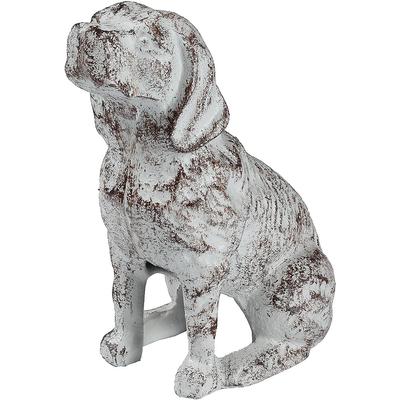 Türstopper AMBIENTE HAUS "Türstopper aus Gusseisen - Hund sitzend", weiß (grau), B:14cm H:16cm T:8cm, Gusseisen, Türstopper