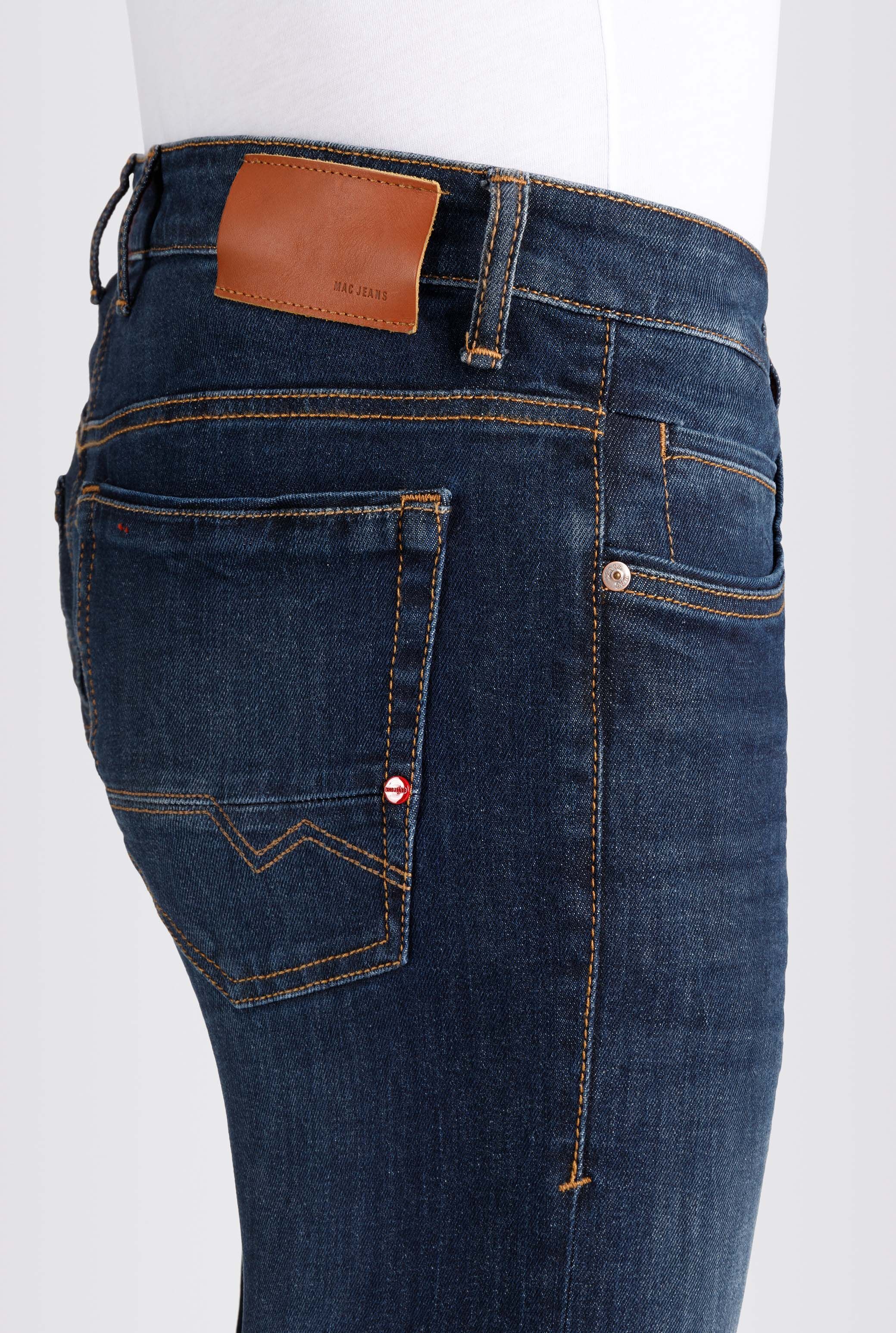 Straight-Jeans MAC "Arne Pipe", Herren, Gr. 32, Länge 34, blau (dunkelblau), Denim/Jeans, Obermaterial: 90% Baumwolle, 8% Elastomultiester, 2% Elasthan, Jeans Straight-Jeans dunkelblau 32, Länge 34