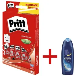 Pritt 10er-Pack Klebestifte »Stick« inkl. Duschgel »Fa - Active Sport«