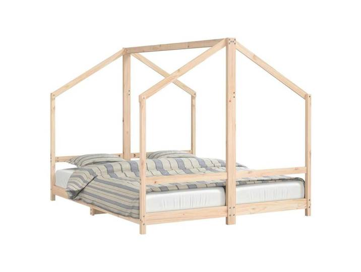 furnicato Kinderbett Massivholz 205,5 x 171 x 158 cm (1-tlg), Vorhangrahmen für mehr Privatsphäre am Kindergestell-Doppelbett