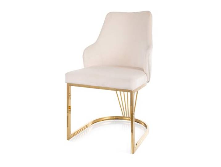 SIGNAL MEBLE Alure, Polsterstuhl Esszimmerstuhl mit Samtbezug, Hellbeige, Goldenes Edelstahlgestell, Modern Glamourös, 50x89 cm, Sitzhöhe 41 cm