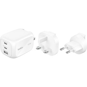 Belkin USB-Ladegerät BoostCharge Pro, GaN, 100 Watt, 2x USB-C und 1x USB-A, 3 Ports, Schnellladegerät, weiß