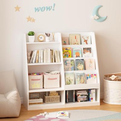 Kodotan sofa Kids Bookshelf and Toy Storage Organizer, Multifunctional 4 Tier Wooden Kids Book Shelf with Bookcase Display Stand