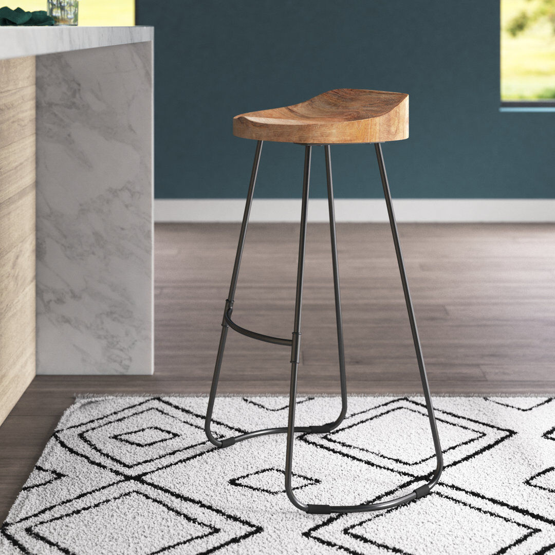 Mercury Derk Solid Wood Kitchen Counter Bar Stool Natural Bar Stool (76.25 cm Seat Height)