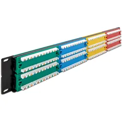 Delock Patchpanel 19 48 Port Cat.5e, 2HE, farbig, Server Zubehör, Mehrfarbig