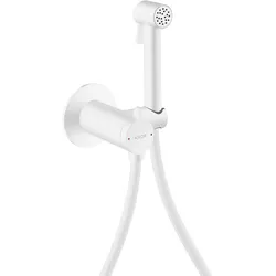 hansgrohe AXOR Bidette Showers Bidette Handbrause 1-jet EcoSmart, rund, für Mischwasser, mit Brausehalter und Brauseschlauch 1,25m, 29242700, Farbe: Mattweiß