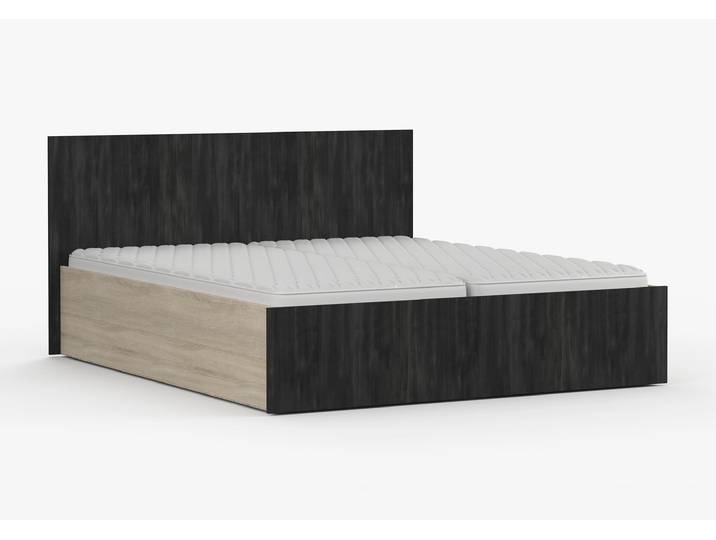 Bett 160x200 WENECJA 31 Sonoma Eiche + Schwarze Norwegische Kiefer Sonoma Eiche